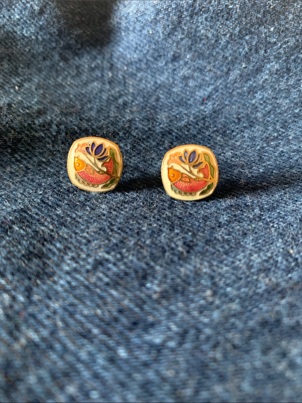 Cloisonne Fish Stud Earrings - Women Jewelry